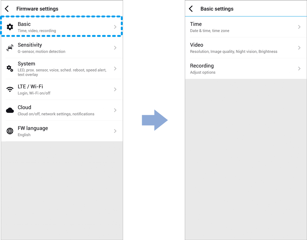 Changing settings using your smartphone (Android/iOS) DR900X1CH