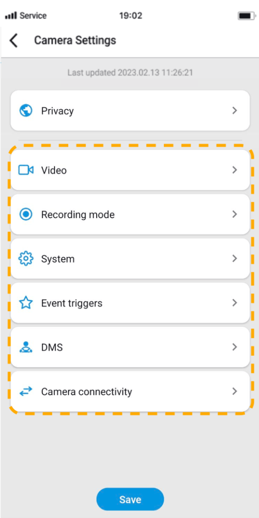 Camera Settings Menu Changing settings using your smartphone (Android/iOS) – DR770X series ...